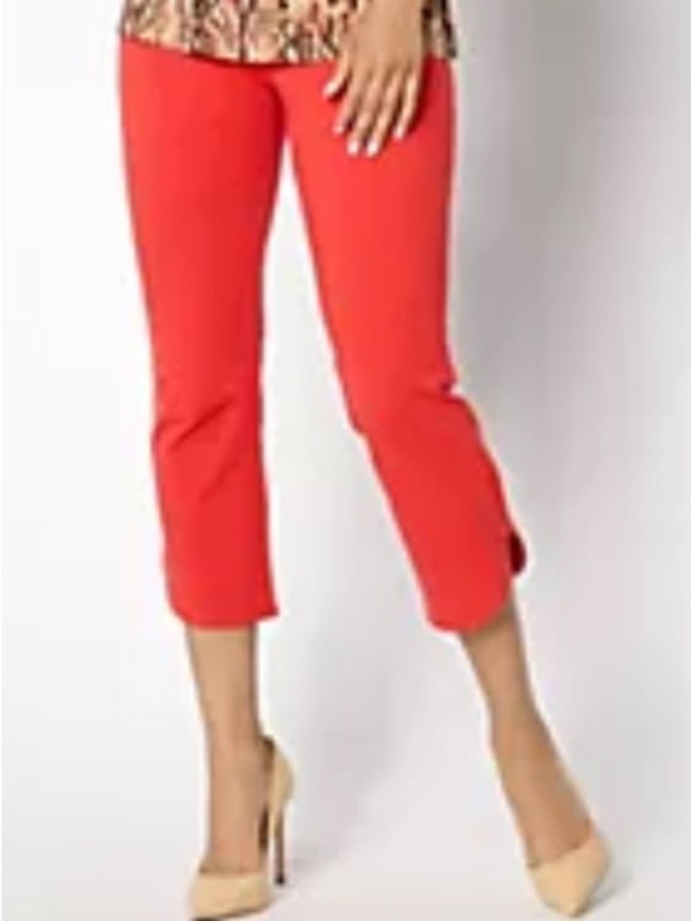 NWT Women With Control Crop Pants Stretchy Red Large Petite